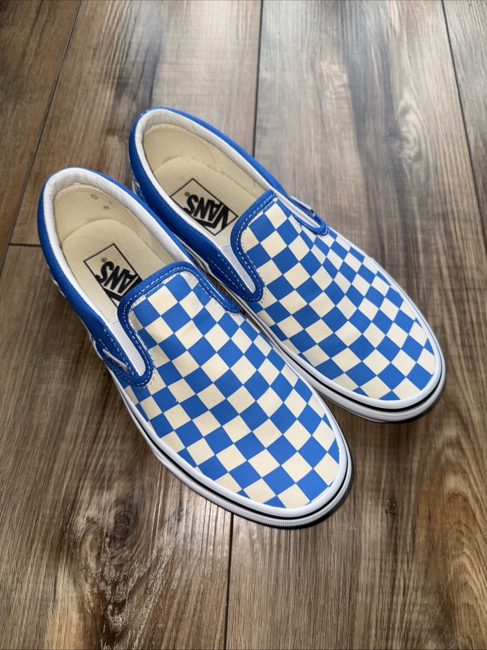 Vans Slip-On Checkerboard Slip-Ons — Blue & White